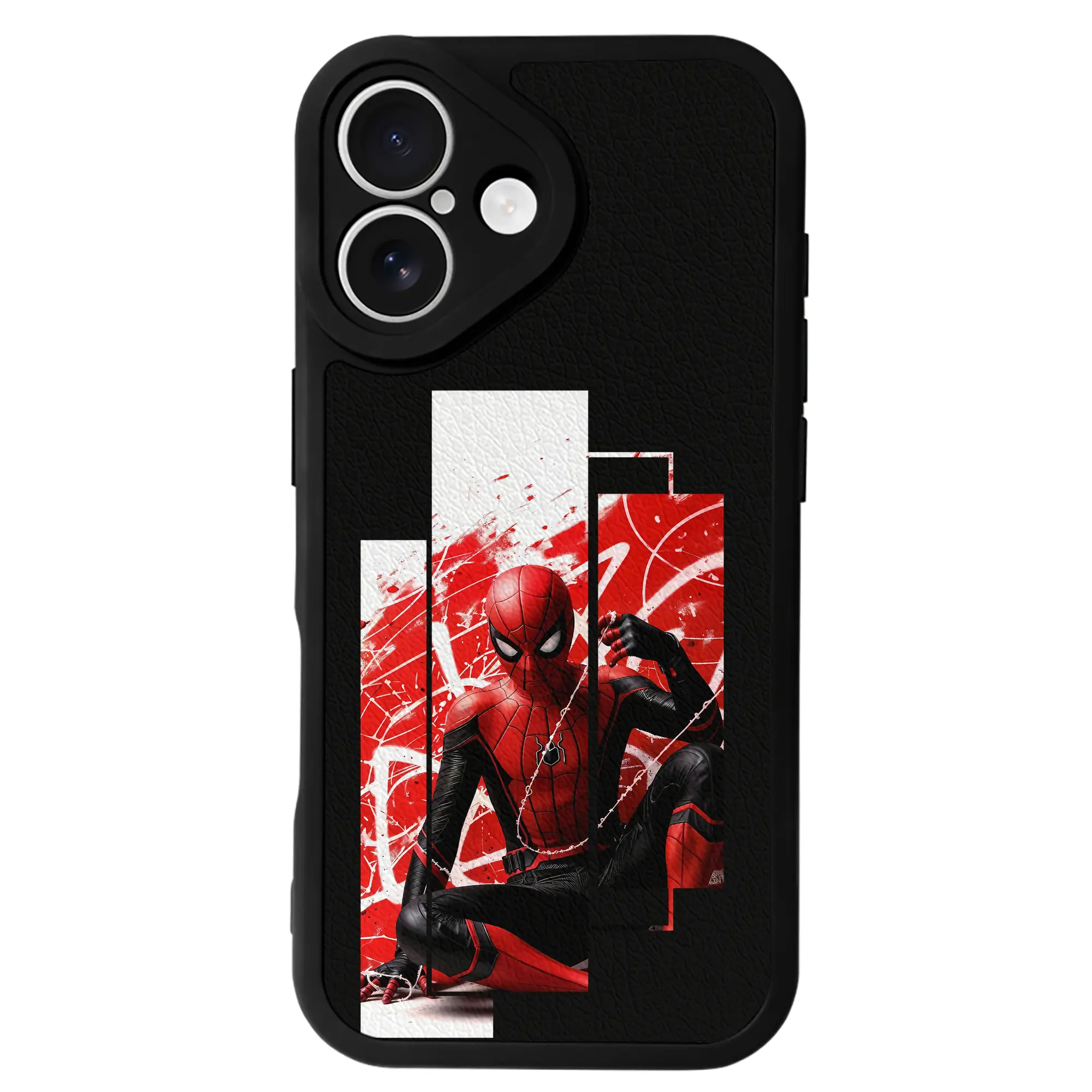 アベンジャーズ (Avenjāzu) グッズ スパイダーマン（Spider-Man） - IPhone 16シリーズ対応 ・ シリコンスマホケース ・ レザー調 ・ 高精度フィット ・ 耐衝撃 ・ ワイヤレス充電対応 ・ 精密カット
